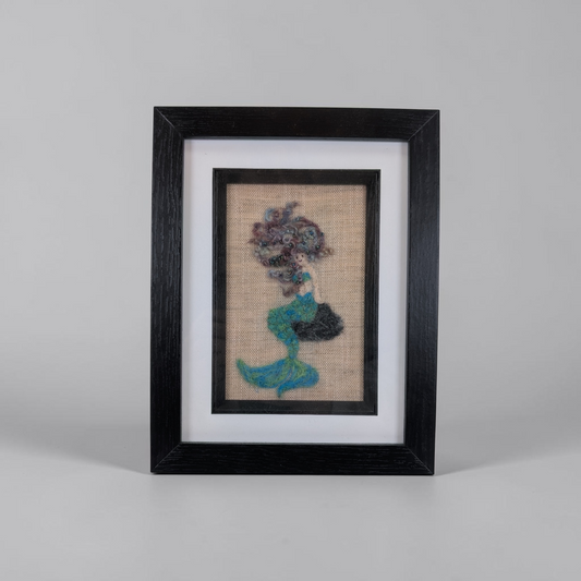 Framed Needle Felted Mermaid Textile Art | Lin Dean
