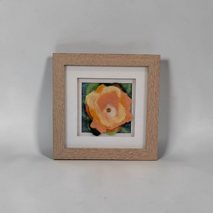 Framed Wet Felted Orange Floral Bloom Art | Baa Baa by Bee Bee