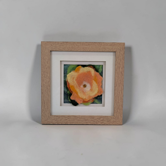 Framed Wet Felted Orange Floral Bloom Art | Baa Baa by Bee Bee