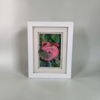 Framed Wet Felted Pink Floral Art | Baa Baa by Bee Bee
