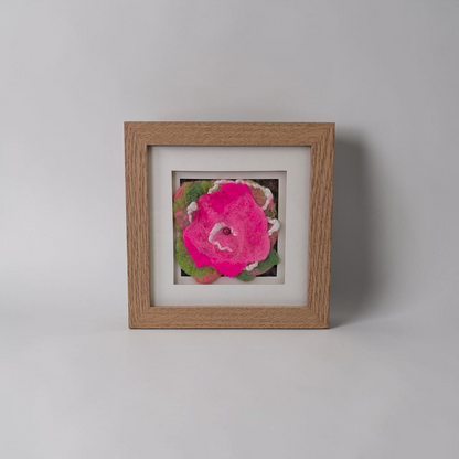 Framed Wet Felted Pink Rose Bloom Art | Baa Baa by Bee Bee