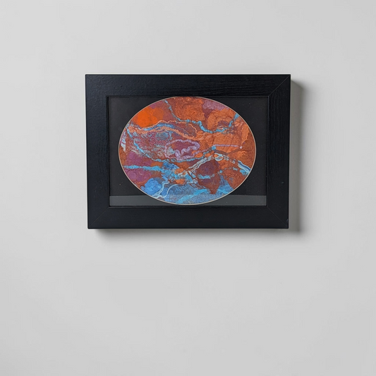 Framed Abstract Circular Nuno Felted Mixed Media Art | Baa Baa by Bee Bee