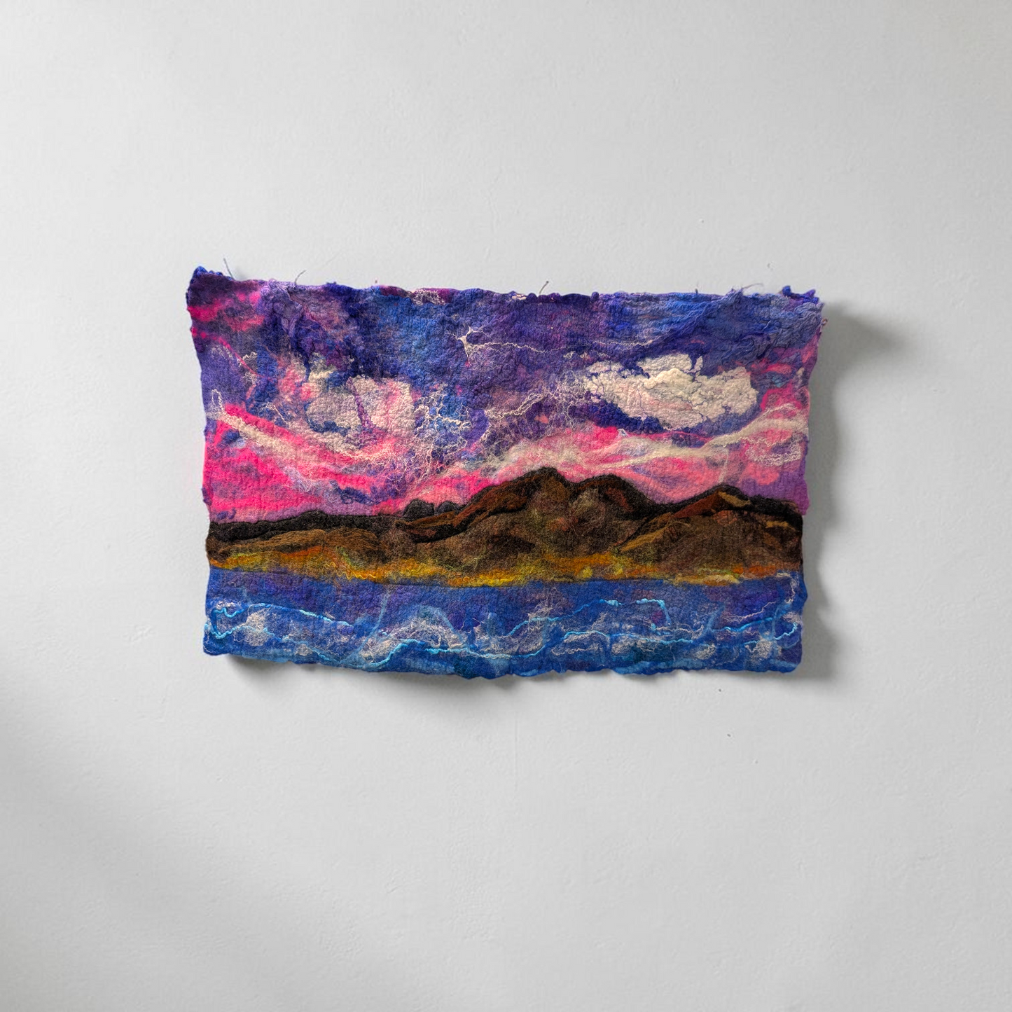 Large Unframed Wet Felted Twilight Mountain Tapestry | Baa Baa by Bee Bee