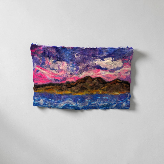 Large Unframed Wet Felted Twilight Mountain Tapestry | Baa Baa by Bee Bee