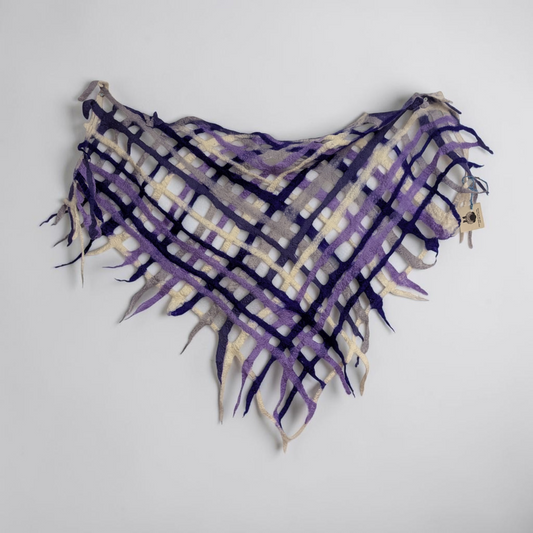 Handmade Wet Felted Lattice Triangular Shawl | Baa Baa by Bee Bee