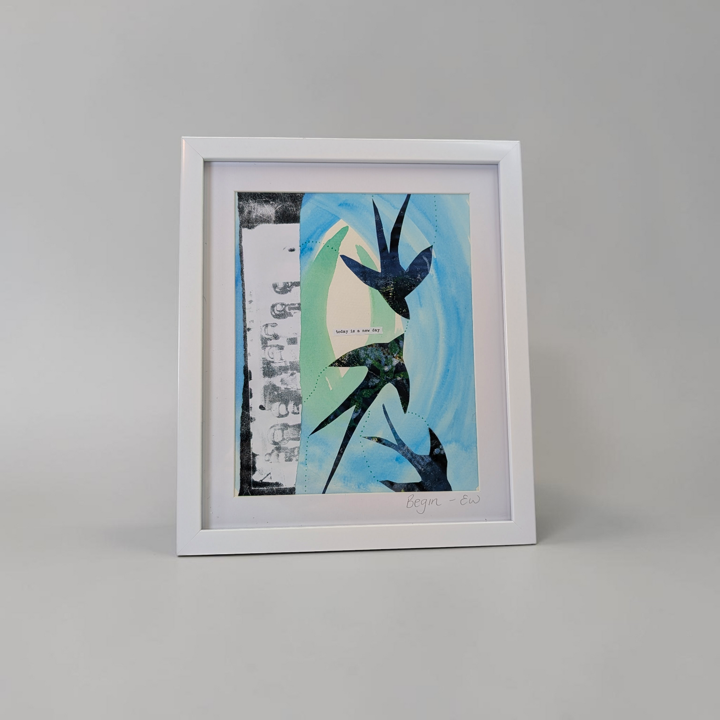 Framed 'Begin' Mixed Media Print | Seaside Canvas