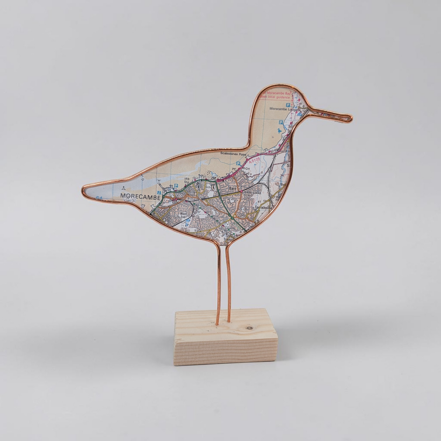 Wire Wading Bird with Vintage Map | Like a Bird out of Wire