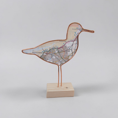 Wire Wading Bird with Vintage Map | Like a Bird out of Wire