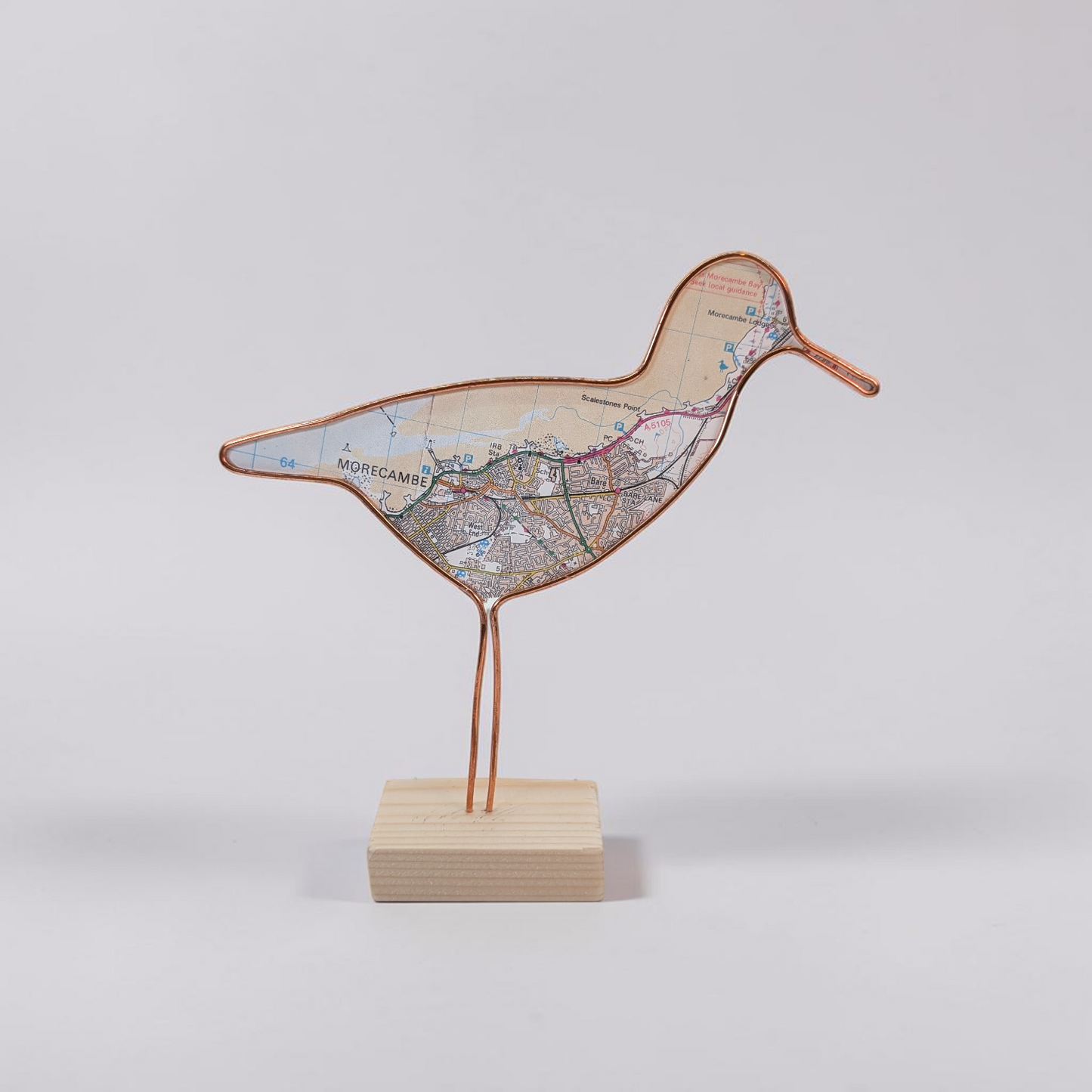 Wire Wading Bird with Vintage Map | Like a Bird out of Wire