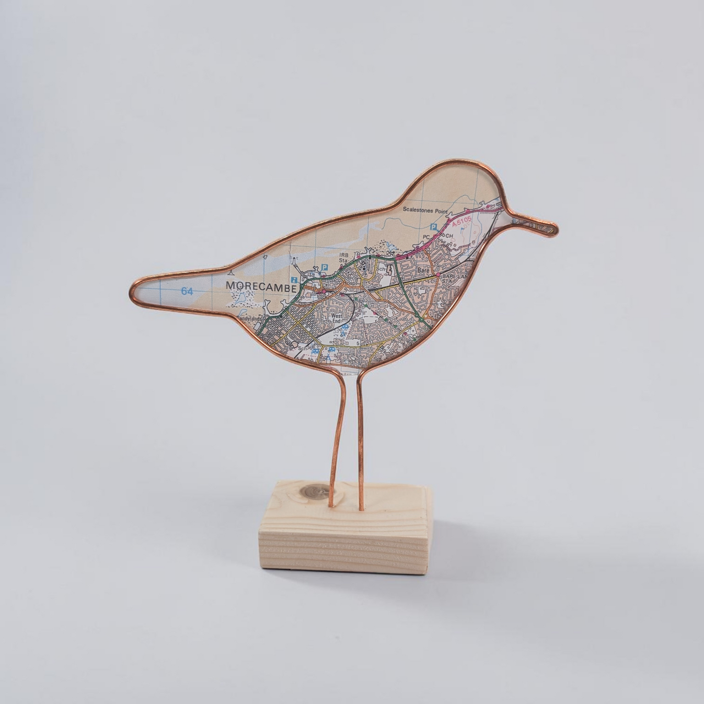 Wire Wading Bird with Vintage Map | Like a Bird out of Wire