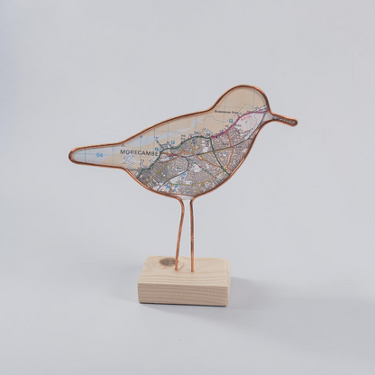 Wire Wading Bird with Vintage Map | Like a Bird out of Wire