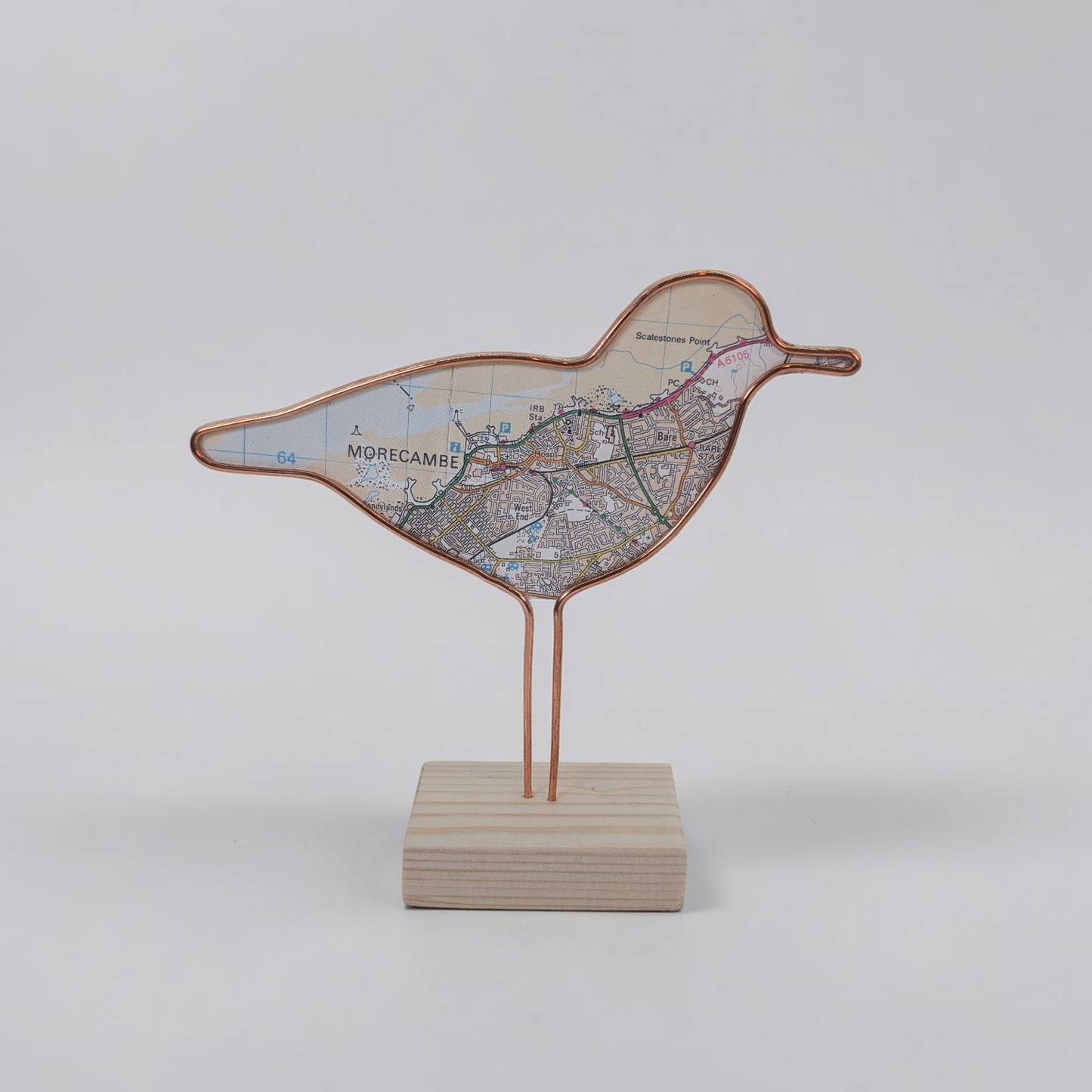Wire Wading Bird with Vintage Map | Like a Bird out of Wire