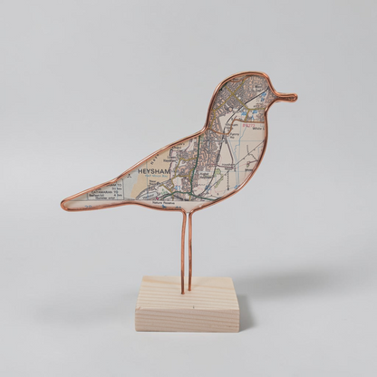 Wire Wading Bird with Vintage Map | Like a Bird out of Wire