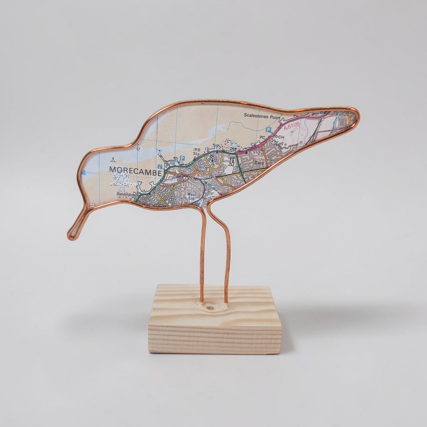 Wire Wading Bird with Vintage Map | Like a Bird out of Wire
