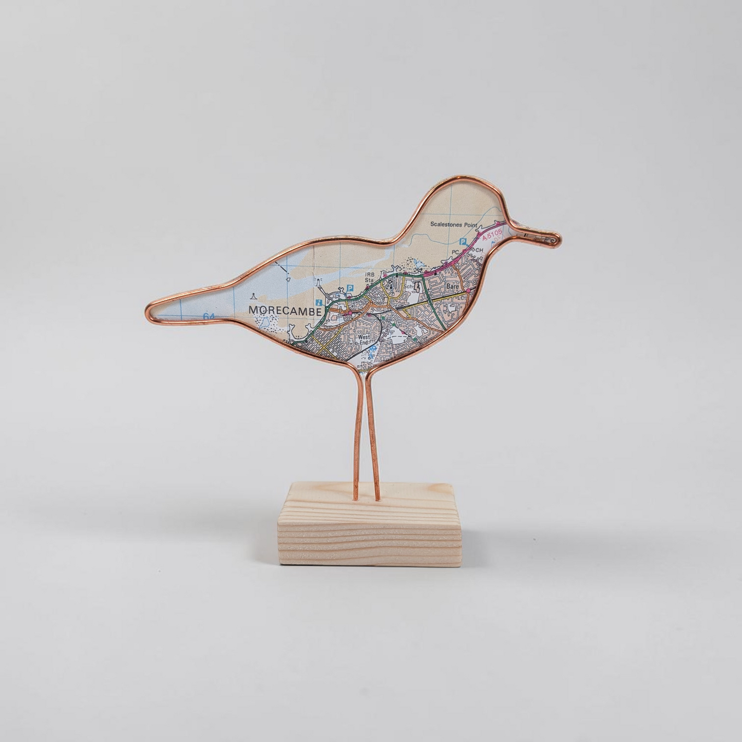 Wire Wading Bird with Vintage Map | Like a Bird out of Wire