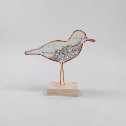 Wire Wading Bird with Vintage Map | Like a Bird out of Wire