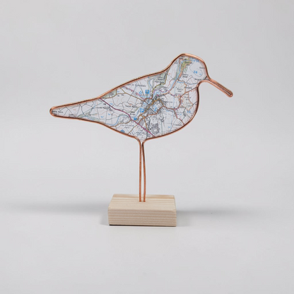 Wire Wading Bird with Vintage Map | Like a Bird out of Wire
