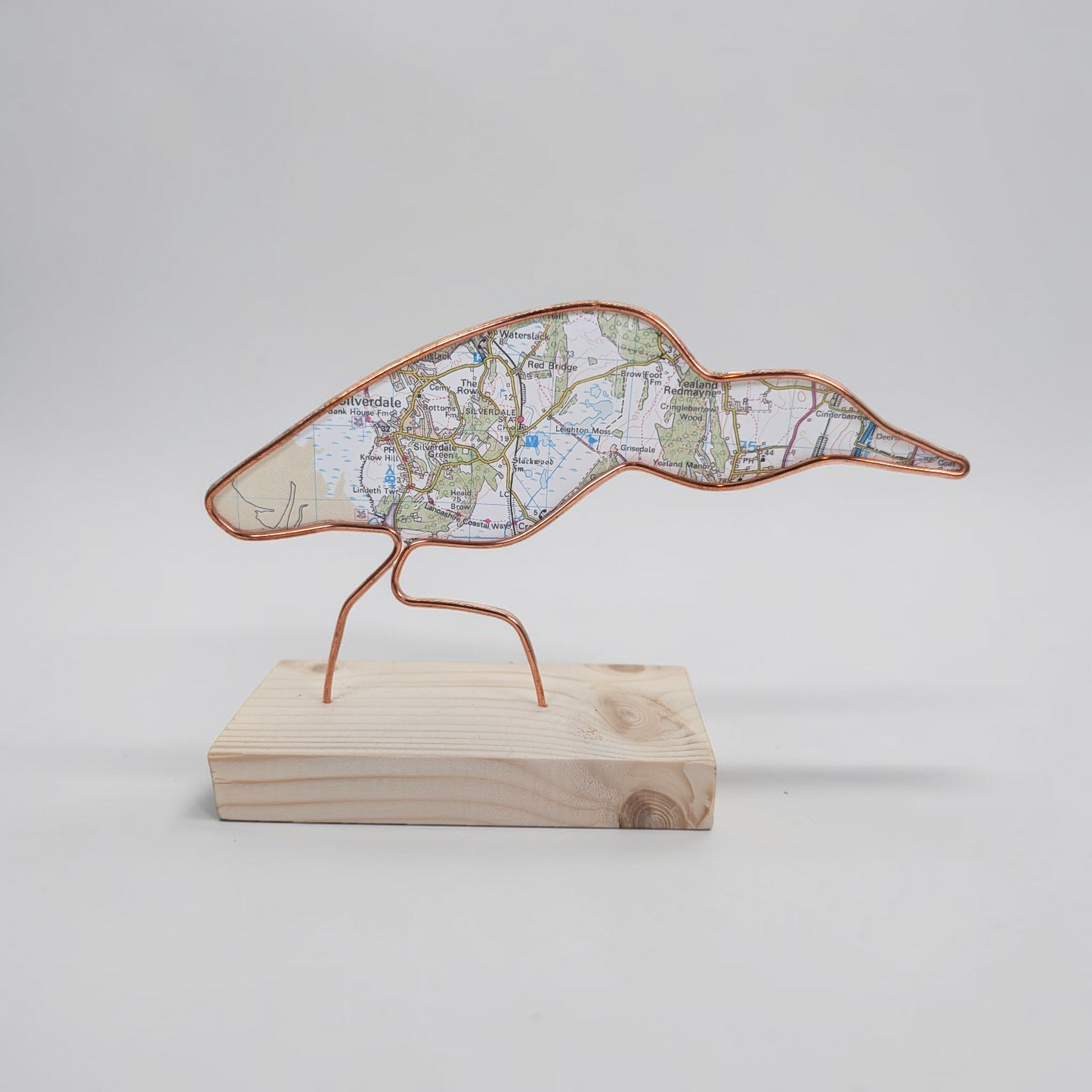 Wire Wading Bird with Vintage Map | Like a Bird out of Wire
