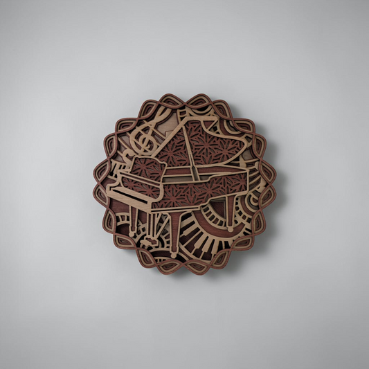 "Piano Collage" Laser-Cut Wooden Wall Art | Martin Burning Shack