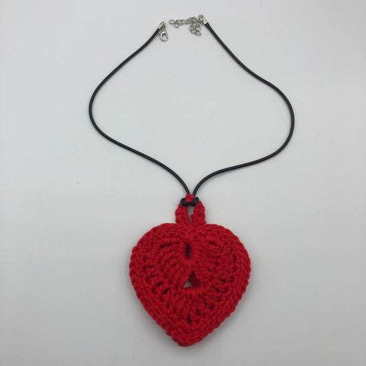 Crochet heart necklace