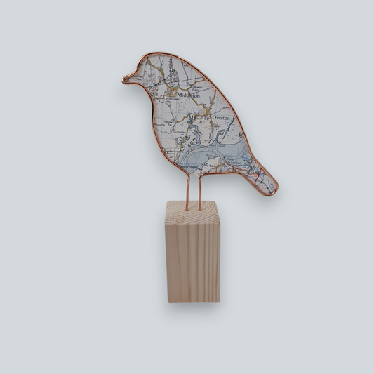 Wire Robin with Vintage Map | Like a Bird out of Wire