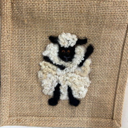 Felted Dancing Sheep Hessian Bag
