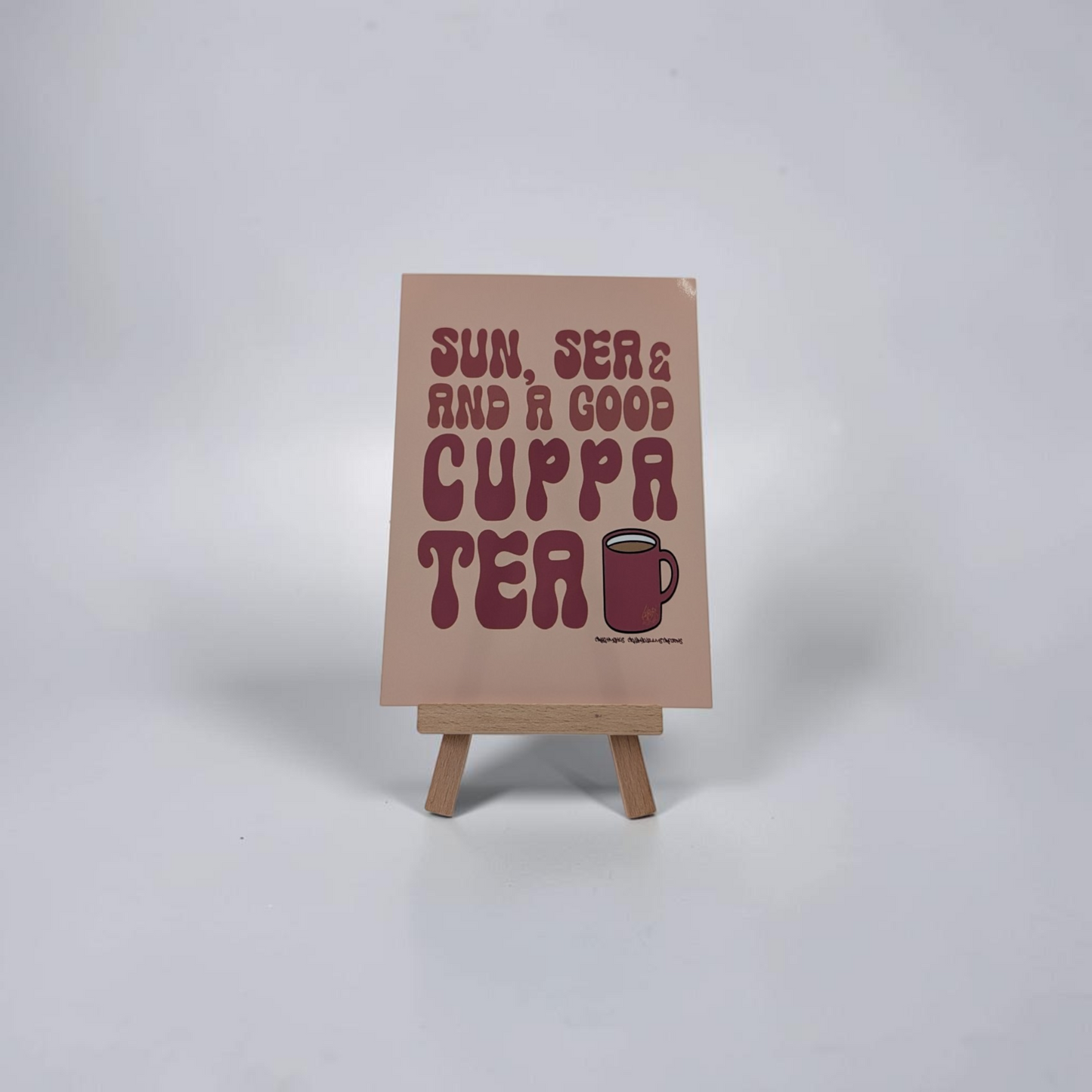 "Sun, Sea & a Good Cuppa Tea" Mini Print | Cry Baby Illustrations