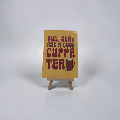 "Sun, Sea & a Good Cuppa Tea" Mini Print | Cry Baby Illustrations