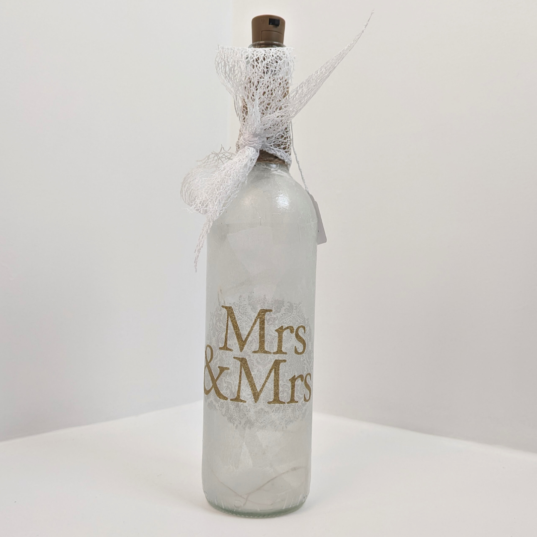 Mrs & Mrs Decoupage Bottle