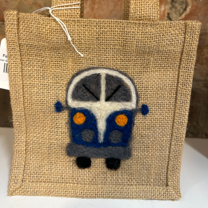 Felted Campervan Hessian Bag
