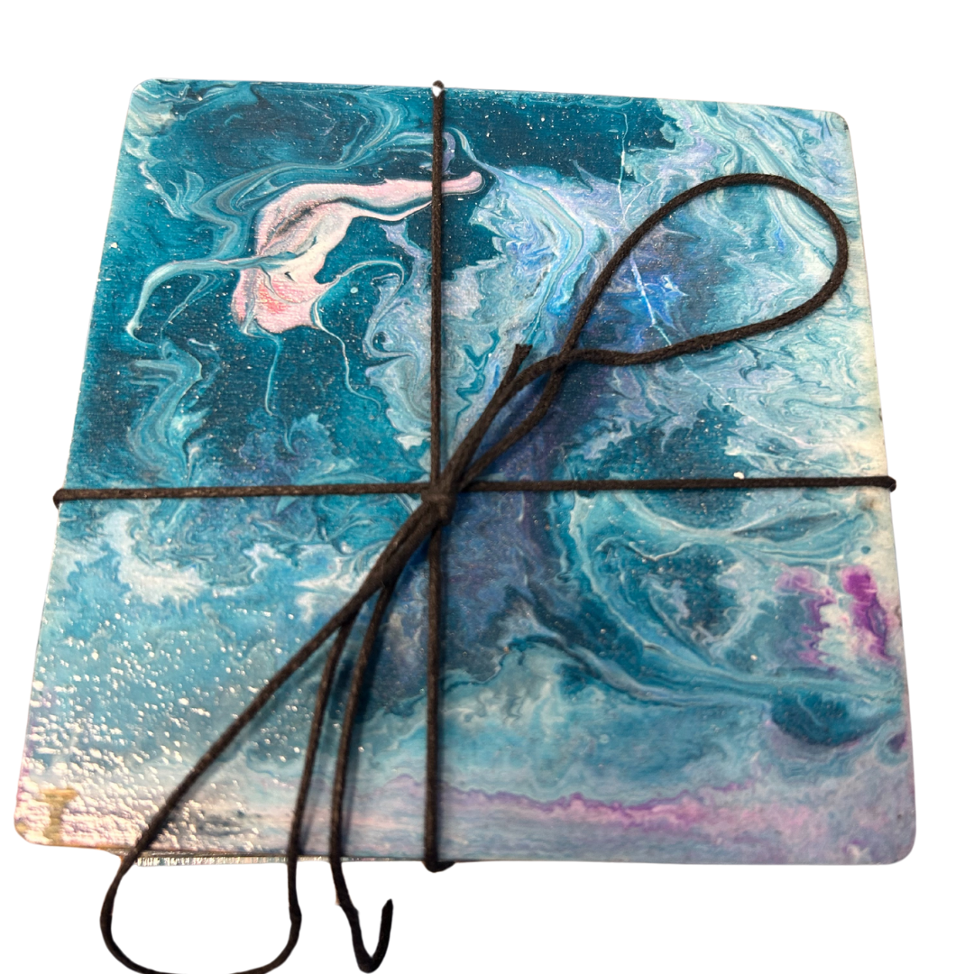 Paint Pouring Coasters