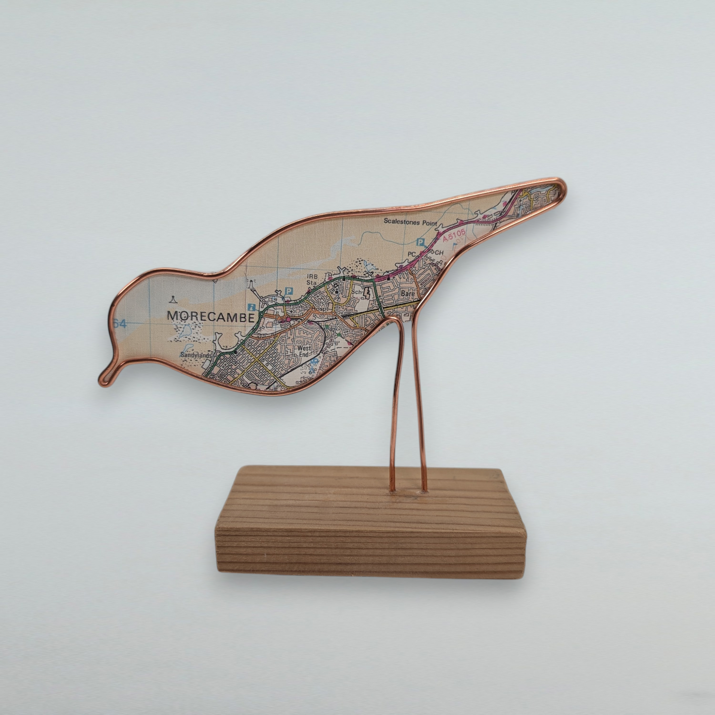 Wire Wading Bird with Vintage Map | Like a Bird out of Wire