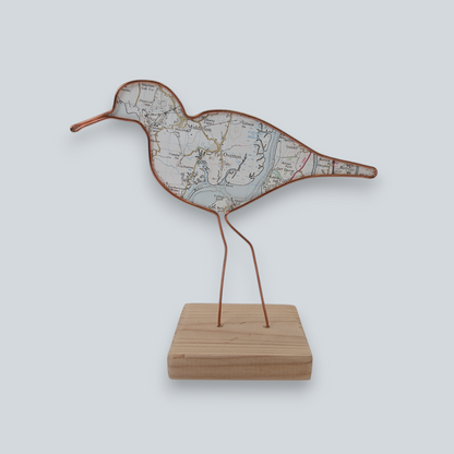 Wire Wading Bird with Vintage Map | Like a Bird out of Wire