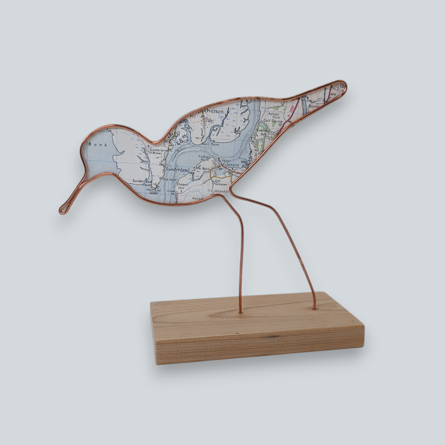 Wire Wading Bird with Vintage Map | Like a Bird out of Wire