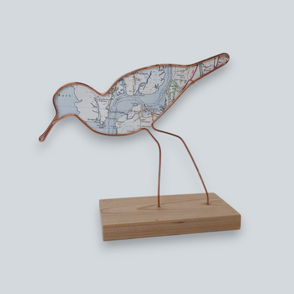Wire Wading Bird with Vintage Map | Like a Bird out of Wire