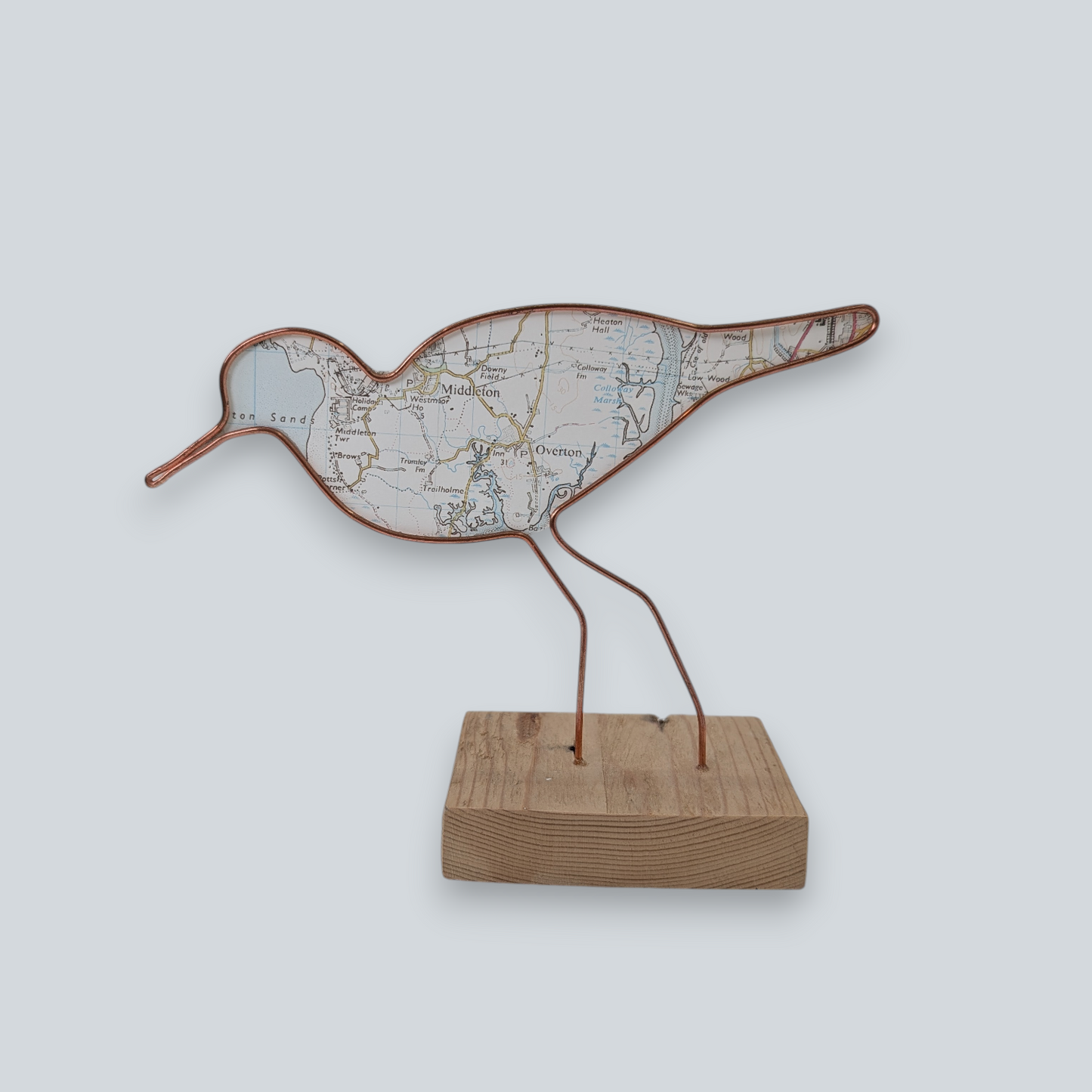 Wire Wading Bird with Vintage Map | Like a Bird out of Wire
