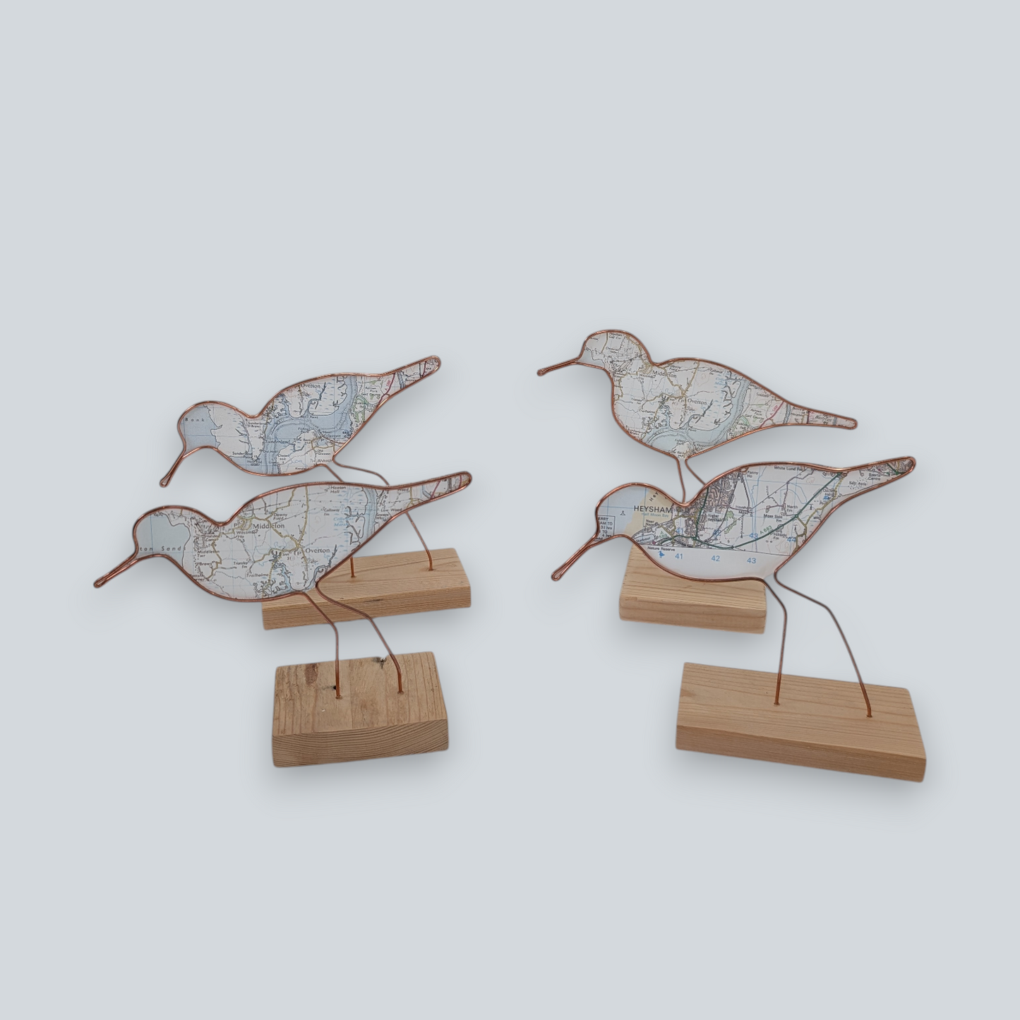 Wire Wading Bird with Vintage Map | Like a Bird out of Wire