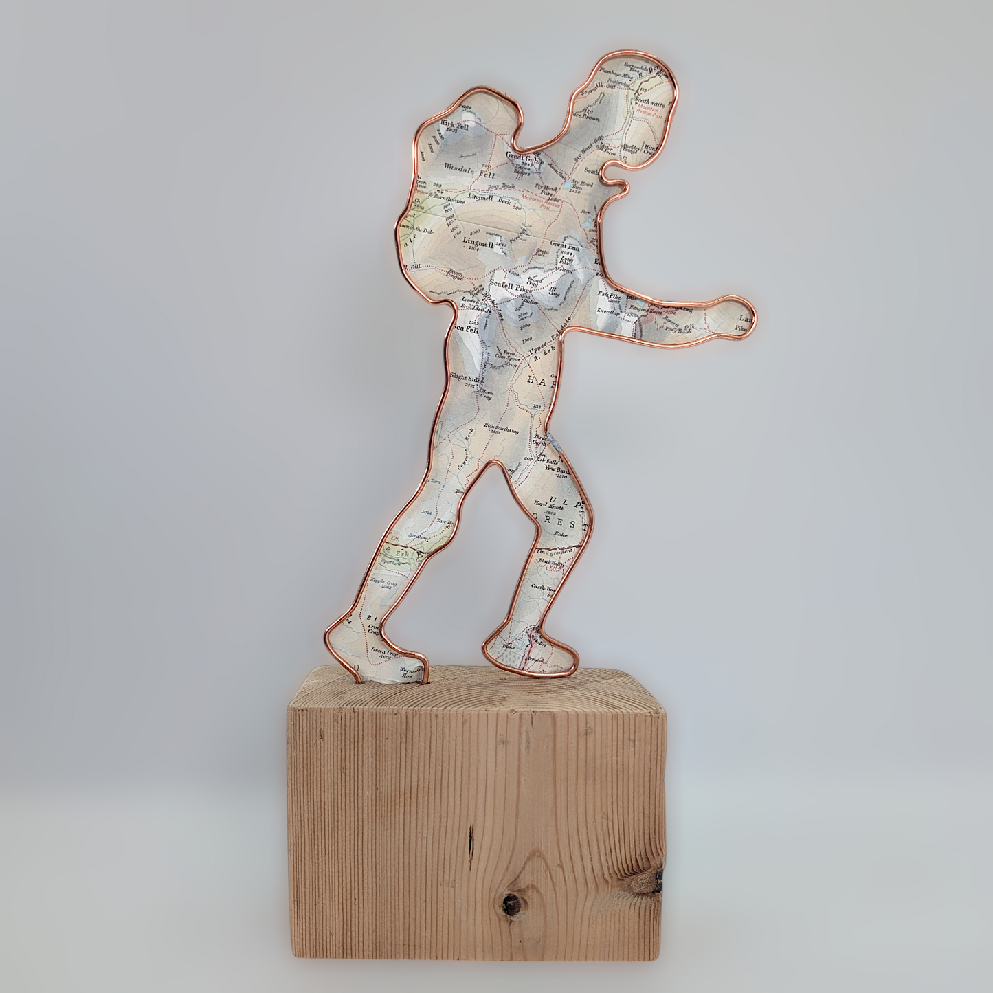 Wire Hiker with Vintage Lake District Map | Like a Bird out of Wire