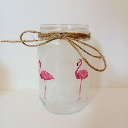Hand decoupaged glass jars