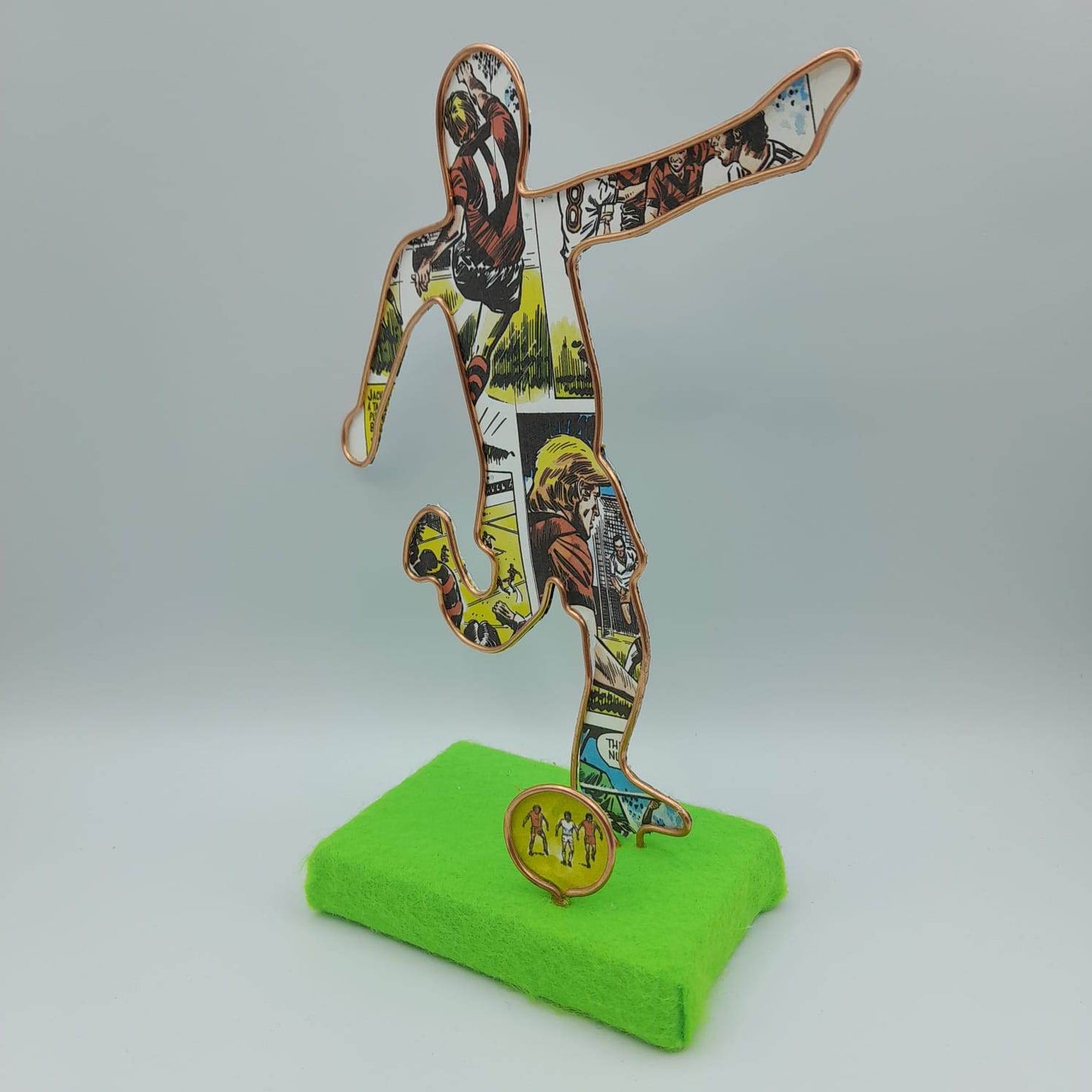 Handmade Wire sculptures of a Footballer