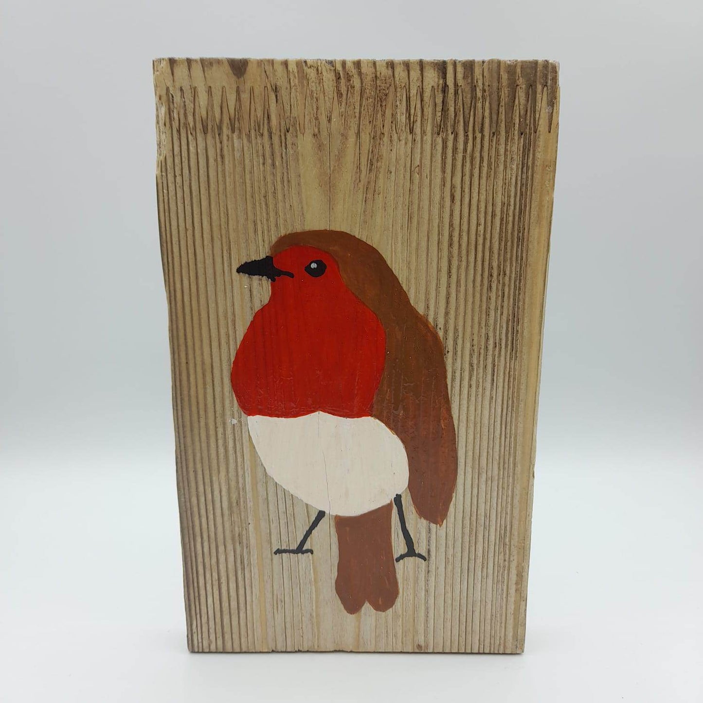 Hand Painted Robin on Driftwood