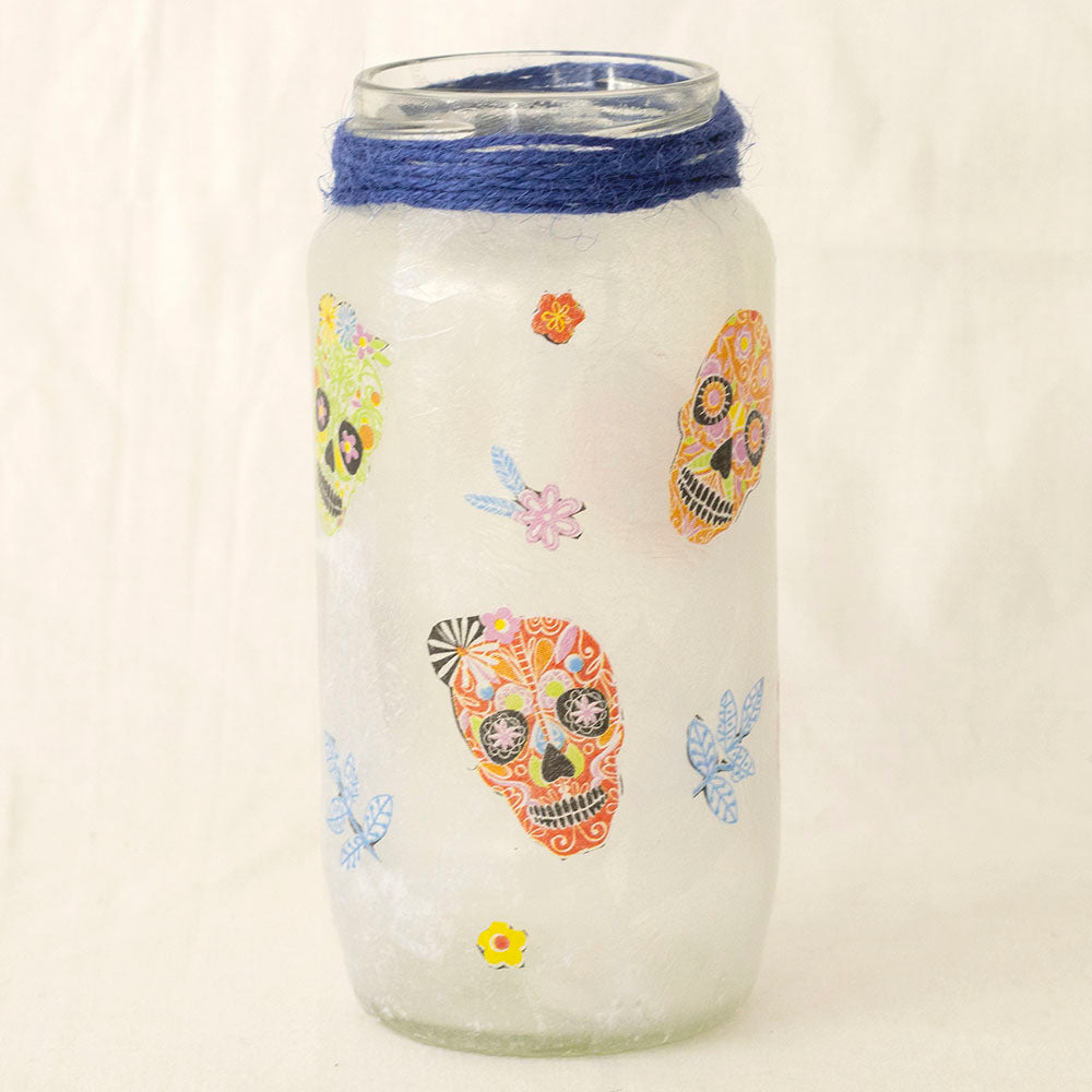 Hand decoupaged glass jars