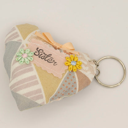 Textile Heart Family Member Keyring